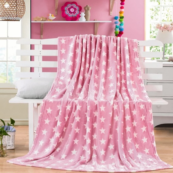 Pretty in pink Star Throw Blanket Soft Plush Cozy Fuzzy Microfiber
